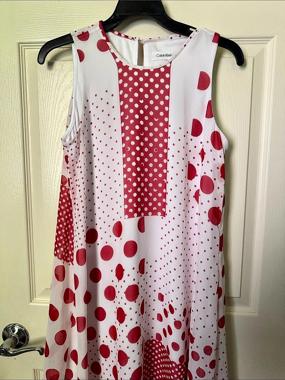 Calvin Klein Women's Polka Dot Mini Dress White & Red
